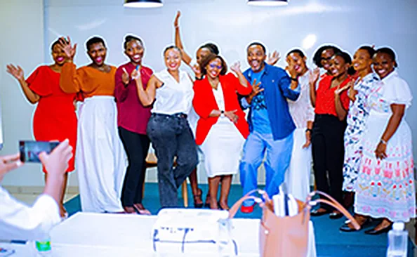 Celebrating with participants